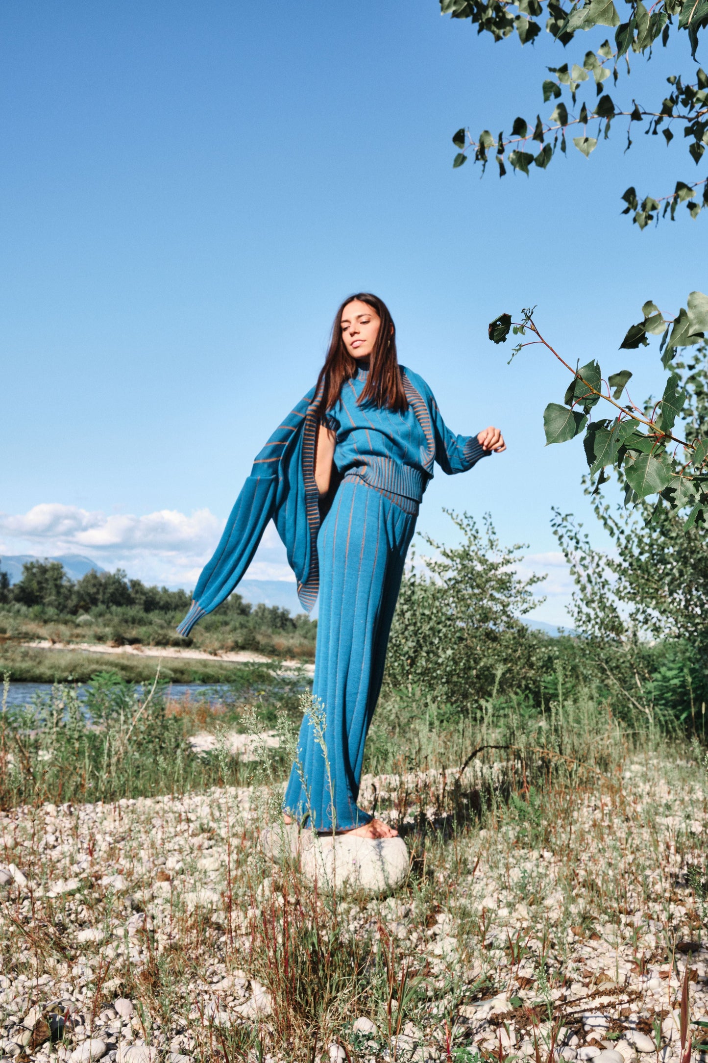 Teal Peony Trousers